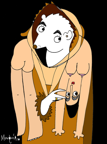 Cartoon: armino con mujer (medium) by Munguia tagged greco,munguia,woman,naked,fure