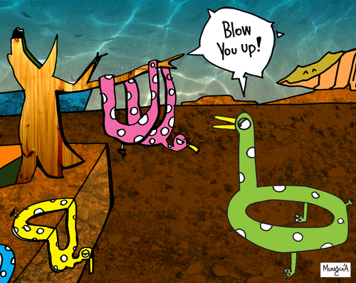 Cartoon: Blow you up! (medium) by Munguia tagged blow,dali,percistence,of,time,salvador,watch,soft,munguia,costa,rica