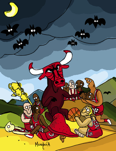 Cartoon: Bulls (medium) by Munguia tagged witches,sabbath,francisco,de,goya,coven,bulls,basketball