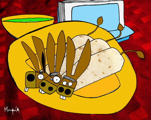 Cartoon: Burritos (medium) by Munguia tagged donkey,wraps,burritos,ass,asno,burro,burrito,mexican,food,style,mexicano,mexico,tortilla,guacamole