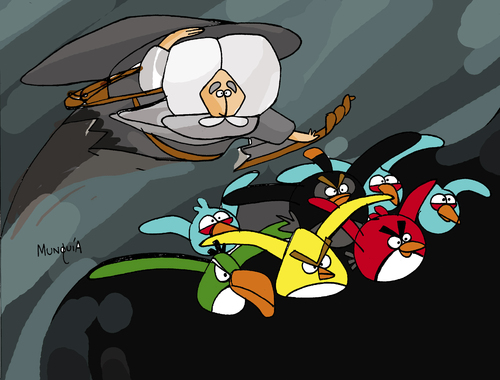 Cartoon: Gandalf and Angry Birds (medium) by Munguia tagged william,holbrook,beard,four,seasons,winter,owls,flying,with,old,man,angry,birds,lord,of,the,rings