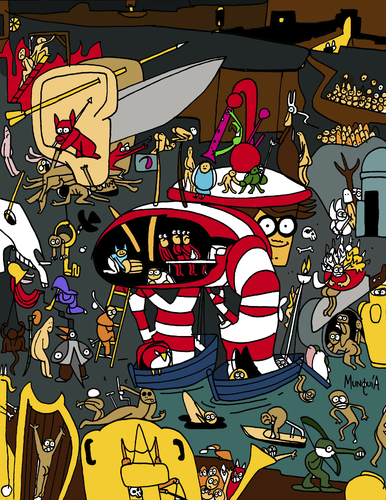 Cartoon: Garden of Early Waldo (medium) by Munguia tagged hieronymus,bosch,garden,of,earthly,delights,waldo,wheres