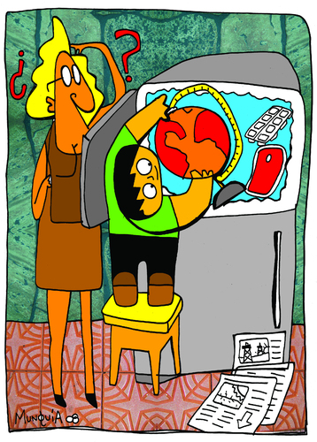 Cartoon: Global Warming (medium) by Munguia tagged warming,world,global,kid,calentamiento,refrigeradora