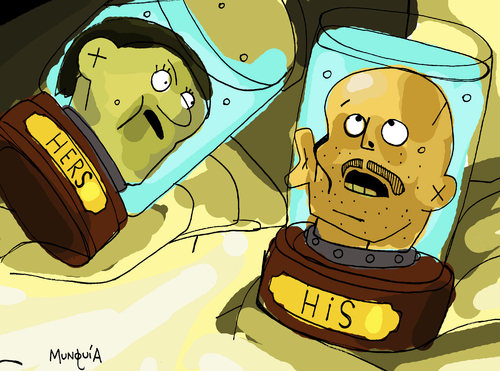 Cartoon: His and Hers (medium) by Munguia tagged theodore,gericault,severed,heads,gross,futurama,couple