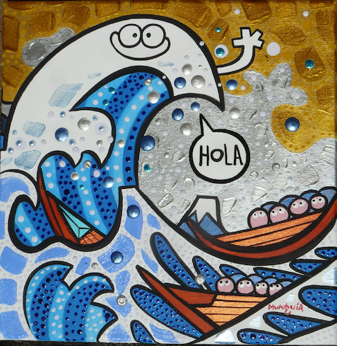 Cartoon: Hola (medium) by Munguia tagged big,wave,kanagawa,ola,gran,hokusai,japon,print