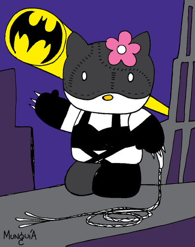Cartoon: Kittubela - Kitty Woman (medium) by Munguia tagged catwoman,cat,hello,kitty,batman,comic,sado,munguia,parody,dc,detective,comics