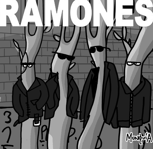 Cartoon: Los Ramones (medium) by Munguia tagged ramones,punk,band,rock