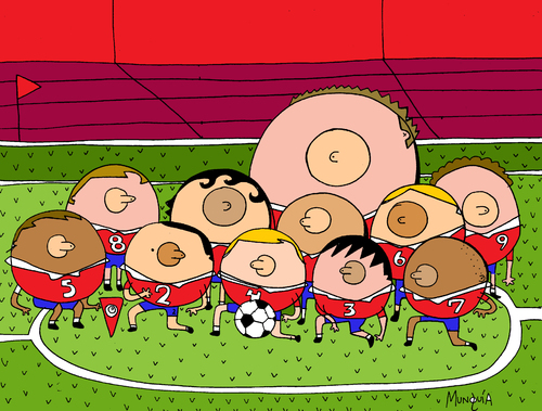 Cartoon: mamas (medium) by Munguia tagged soccer,futbol,sports,munguia,costa,rica,world,cup,tv,television,broadcast,cable,bubies,bubys,tetas,breast,woman,women