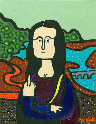 Cartoon: Monalisa giving the finger (medium) by Munguia tagged mona,lisa,gioconda,da,vinci,leonardo,munguia,finger,nasty,rude