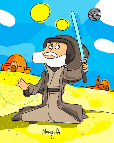 Cartoon: Obi 1 Kenobi (medium) by Munguia tagged obi,wan,kenobi,one,starwars,lucas,space