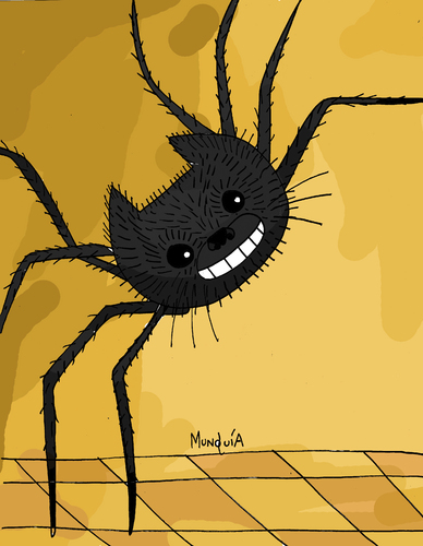 Cartoon: Octo Pussy (medium) by Munguia tagged the,smiling,spider,odilon,redon,octopussy,pussy,cat,parody,cartoon,munguia