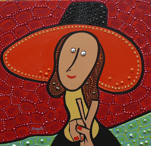 Cartoon: Peace and love (medium) by Munguia tagged woman,with,hat,amedeo,modigliani,parody,munguia