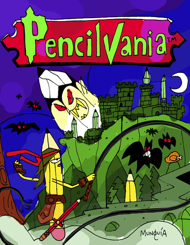 Cartoon: PencilVania (medium) by Munguia tagged castelvania,transilvania,pencylvania,pencyl,dracula,vampire