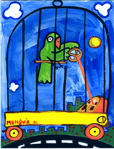 Cartoon: perico periferico (medium) by Munguia tagged parrot,perico,lora,bird,cage