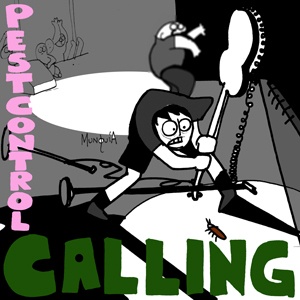 Cartoon: Pest Control (medium) by Munguia tagged the,clash,london,calling,bass,drestroy,punk,famous,cover,album,parody,lp,70s,80s