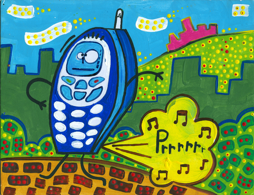 Cartoon: phone fart (medium) by Munguia tagged phone,fart,munguia,cell,movil,walker,character,tech