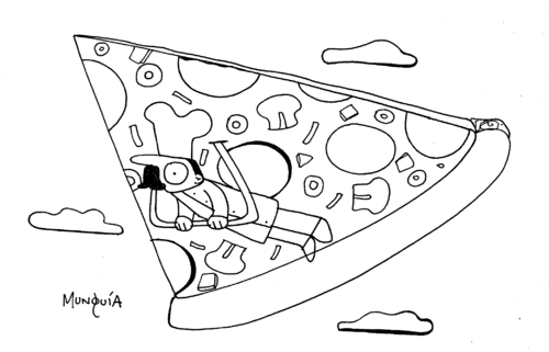 Cartoon: Pizza Flyers - Volantes de Pizza (medium) by Munguia tagged comic,pizzapitch,pizza,delta,food,egypt,pyramid,delivery,flyers,volantes