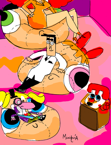 Cartoon: power PUFF girls (medium) by Munguia tagged munguia,cartoon,show,tv,comic,girls,puff,power,network