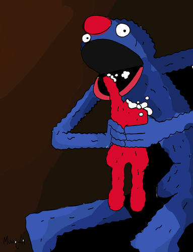 Cartoon: Puppet Monster (medium) by Munguia tagged horror,elmo,archivaldo,grover,goya,de,francisco,son,his,devouring,saturn