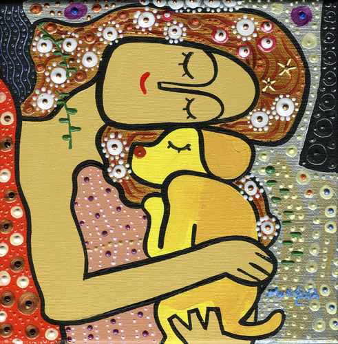 Cartoon: Puppy love (medium) by Munguia tagged three,ages,of,woman,gustav,klimt,doggie,love,puppy