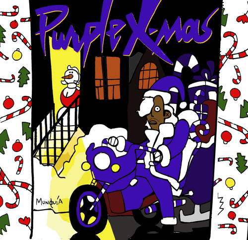 Cartoon: Purple Xmas (medium) by Munguia tagged purple,rain,prince,and,the,revolution,80s,best,cover,album,parody,parodies,calcamunguia