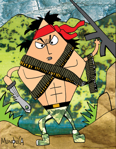 Cartoon: Rombo (medium) by Munguia tagged rambo,rhombus,tv,movie,stallone,silvester,war,vietnam,gun,munguia