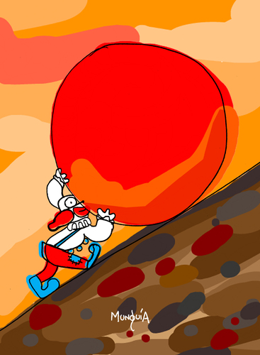 Cartoon: sisyphus Clown (medium) by Munguia tagged clown,nose,red,sisyphus,sisifo,munguia