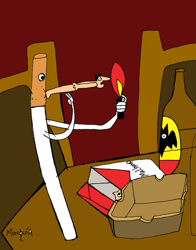 Cartoon: smoke you up (medium) by Munguia tagged smoke,cigar,malboro,drink,bar,vicius,man,ash,reverse