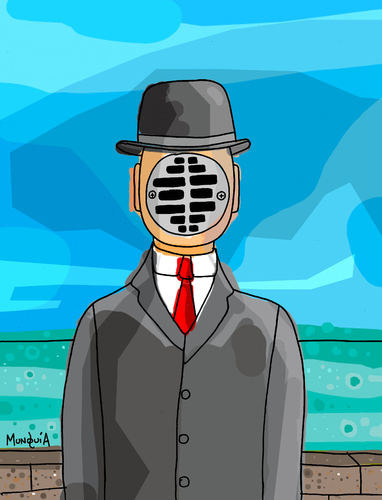 Cartoon: Drain of Man (medium) by Munguia tagged munguia,hombre,del,hijo,el,man,of,son,magritte,drain