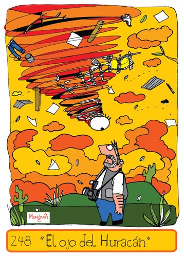 Cartoon: The eye of the hurricane (medium) by Munguia tagged hurricane,eye,munguia,calcamunguias,costa,rica,weather,problems,clima,tormenta,storm,the