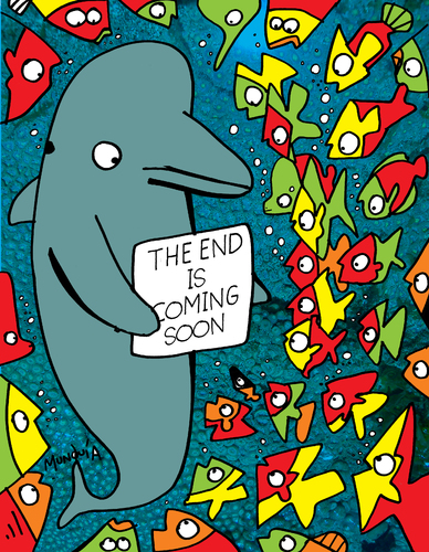 Cartoon: The Message (medium) by Munguia tagged dolphin,end,is,near,coming,soon,apocallipsis,ocean