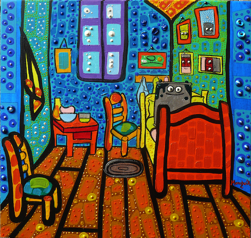 Cartoon: The Quarter paint (medium) by Munguia tagged vincent,van,gogh,arles,room,el,cuarto,de,pintura,parody,famous,paintings