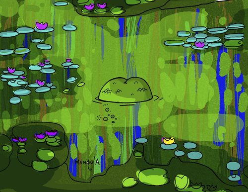 Cartoon: The Swamp Thing (medium) by Munguia tagged claude,monet,nenufares,lilies,parody,munguia,monster