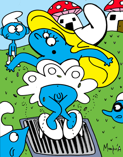 Cartoon: the true about smurfette (medium) by Munguia tagged travesti,peyo,parodia,parody,munguia,rica,costa,monroe,marylin,smurfette,pitufina,pitufo,smurf