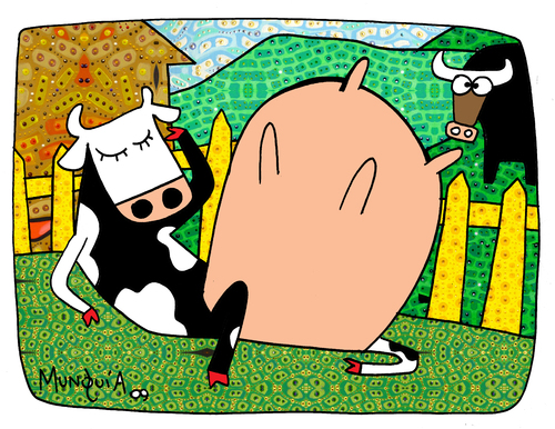 Cartoon: ubres de silicon (medium) by Munguia tagged cow,silicon,implants,boobs,bubis,mamas,sexy,animal,zoo