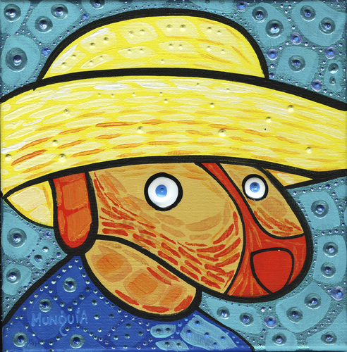 Cartoon: Van Dog (medium) by Munguia tagged self,portrait,with,straw,hat,vincent,van,gogh,perro,autorretrato,con,sombrero,de,paja,parody,famous,paintings,munguia