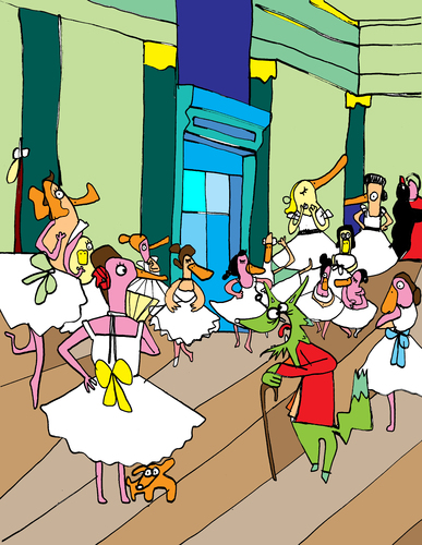 Cartoon: Viejo Verde (medium) by Munguia tagged degas,dancers,dance,danza,bailarinas,ducks,patas,zorro,wolf,fox,france,french,acoso,sexual