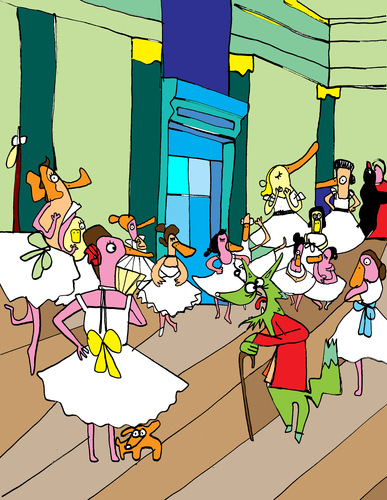 Cartoon: Viejo Verde (medium) by Munguia tagged degas,dancers,dance,danza,bailarinas,ducks,patas,zorro,wolf,fox,france,french,acoso,sexual