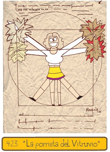 Cartoon: Vitruvios new cheerleader (medium) by Munguia tagged vitruvious,da,vinci,leonardo,drawing,cheer,porrista,team,soccer,futbal