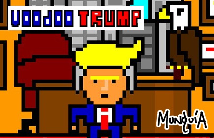 Cartoon: Voodoo Trump Video Game (medium) by Munguia tagged donald,trump,voodoo,hate,portrait,video,game,pixel