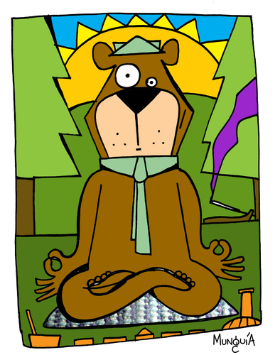 Cartoon: Yoga Yogi (medium) by Munguia tagged yoga,yogie,yogi,meditation,bear,yellowstone