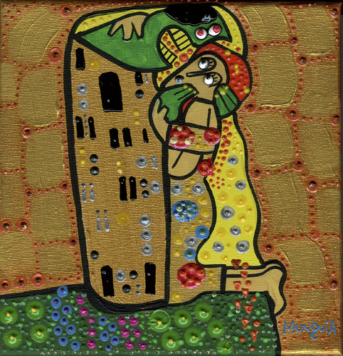 Cartoon: Zombie love (medium) by Munguia tagged the,kiss,gustav,klimt,zombie,walking,dead,fear,living