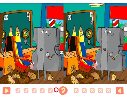 Cartoon: 5 differences (medium) by Munguia tagged munguia,differences,videogame,cartoon,two,mirror,game,play