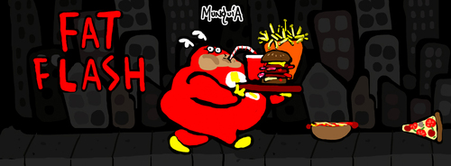 Cartoon: Fat Flash The video game (medium) by Munguia tagged video,game,flash,dc,comics,superhero,fat,runner,run,sports,slim,diet,fast,food,maker,munguia