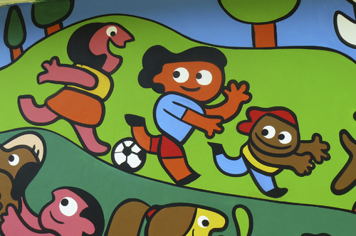 Cartoon: Mural Hogar Sol (medium) by Munguia tagged mural,painting,child,children,colour,joy,happines,happy