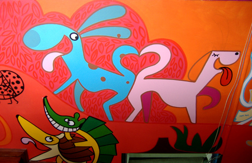 Cartoon: Porn Paradise Mural Details 2 (medium) by Munguia tagged animals,love,naked,hard,woman,men,kamasutra,mural,colr