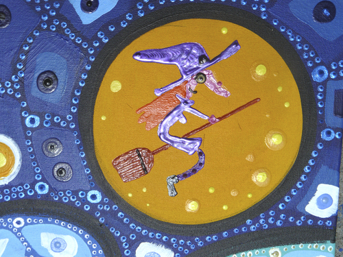 Cartoon: Starry Halloween (medium) by Munguia tagged grafico,humor,cartoon,rica,costa,caricatura,pintura,munguia,estrellada,noche,bruja,witch,night,starry,gogh,van