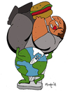 Cartoon: Atlas with Burger (small) by Munguia tagged fat,atlas,parody,burger