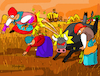 Cartoon: Bull attack (small) by Munguia tagged gleaners,espigadoras,francois,millet,famous,paintings,parodies,bull,attack