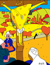 Cartoon: Cheesus (small) by Munguia tagged christ,jesus,cheese,cross,gaugin